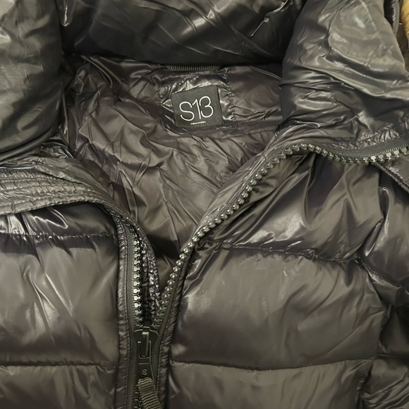 S13 Puffer Jacket with Faux Fur Hood Black Size Small - Picture 7 of 10